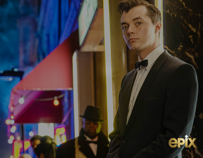 Man in tuxedo on EPIX